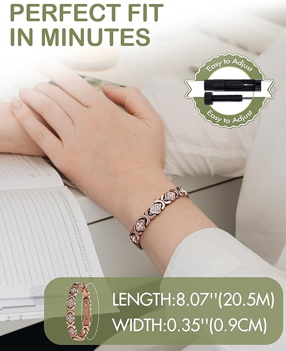 Magnetic Copper Bracelet with Luck Charm 🍀✨ – Women’s Jewelry