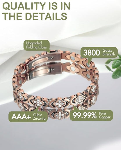 Magnetic Copper Bracelet with Luck Charm 🍀✨ – Women’s Jewelry