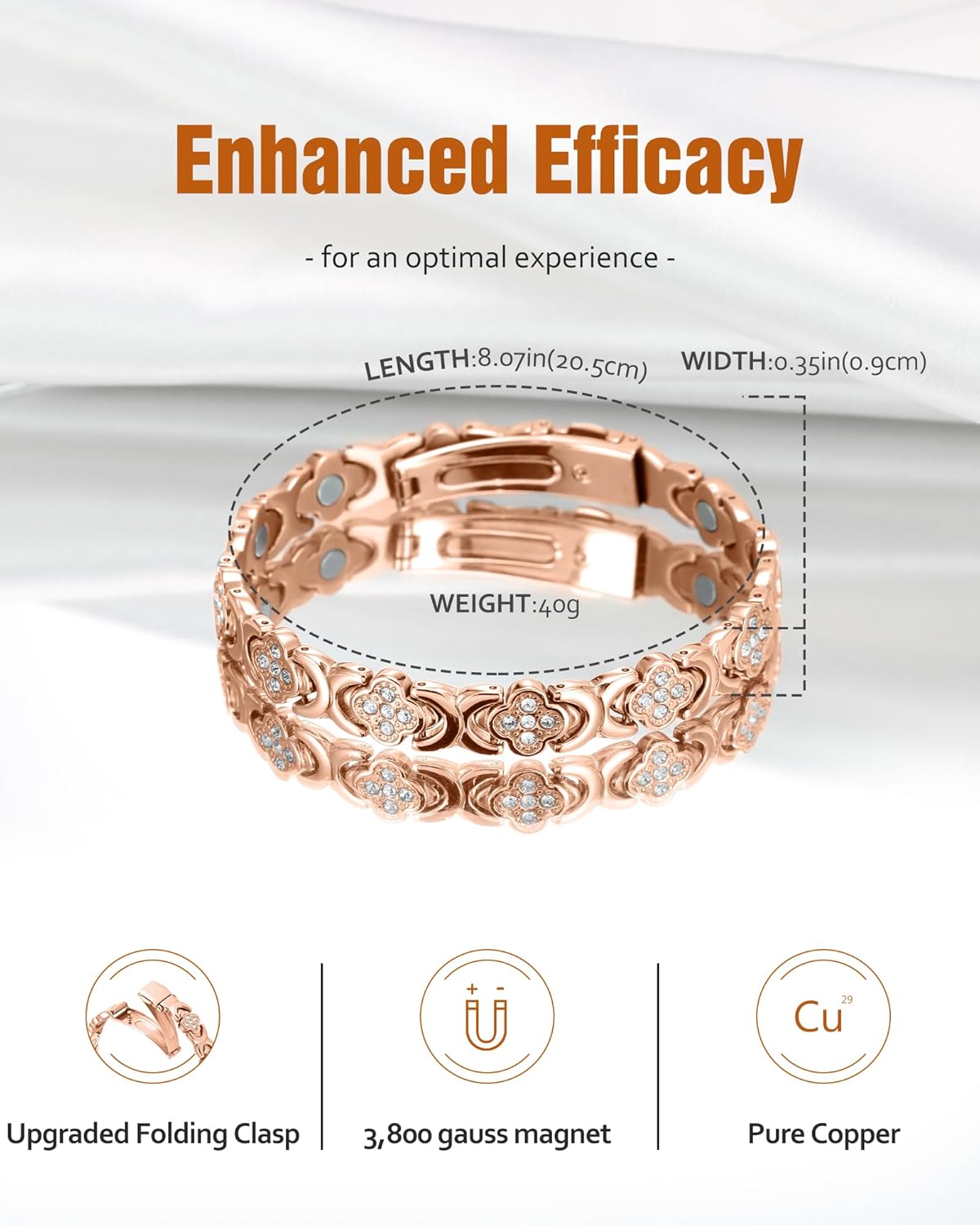 Magnetic Copper Bracelet with Luck Charm 🍀✨ – Women’s Jewelry