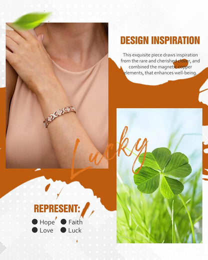 Magnetic Copper Bracelet with Luck Charm 🍀✨ – Women’s Jewelry